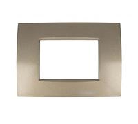Placca Slim Sottile 3 4 7 Moduli Posti, Compatibile living Light Air Placche incasso Silver Nero Titanio Legno Radica Bronzo Oro (3 Moduli, Bronzo cod.11)