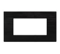 PLACCA TECNOPOLIMERI GEM NERO SPAZZOLATO 4 POSTI COMPATIBILE PLANA MAPP4P-MAPM6004SL-2 MAPAM