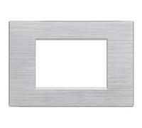 PLACCA TECNOPOLIMERI GEM SILVER SPAZZOLATO 3 POSTI COMPATIBILE PLANA MAPP3P-MAPGEM-P6003SP-SI MAPAM