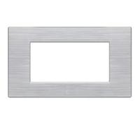 PLACCA TECNOPOLIMERI GEM SILVER SPAZZOLATO 4 POSTI COMPATIBILE PLANA MAPP4P-MAPM6004SL-9 MAPAM