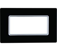 Placca vetro 4 posti colore nero serie Solar compatibile Matix MT84402