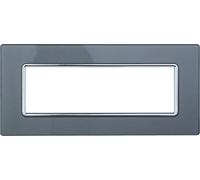 Placca vetro 6 posti colore silver serie Solar compatibile Matix MT84606