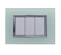 Placca Vetro effetto lucido compatibile con BTicino Matix - da incasso a scatto, per supporti 3/4/6 moduli (3M/4M/6M) (3M, VERDE BIANCASTRO)