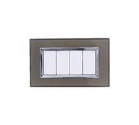 Placca Vetro effetto lucido compatibile con BTicino Matix - da incasso a scatto, per supporti 3/4/6 moduli (3M/4M/6M) (4M, BRONZO)