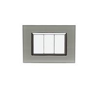 Placca Vetro effetto lucido compatibile con BTicino Matix - da incasso a scatto, per supporti 3/4/6 moduli (3M/4M/6M) (3M, TITANIO)