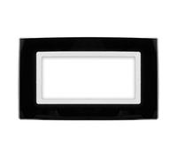 Placca Vetro Plex DeLux 504 4 Moduli Nera Compatibile Con Vimar Arke SD98004-2VT