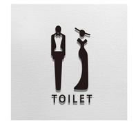 Placca WC Targa for WC color oro nero in acrilico 3D Etichetta adesiva for porta della stanza da bagno Porta Art Hotel Decorazioni for la casa(B set)