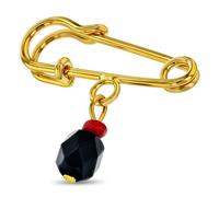 Placcato Oro Finto Azabache Semplice Protezione Amuleto Spilla per Bambini