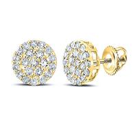 Placcato oro giallo 925 Sterling Silver Screw Back Post Unisex Round Hip Hop CZ Cluster Vite Indietro Cerchio Forma Trendy Ice Out Orecchini Per Uomini Donne Gioielli Regali