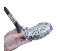 Placcato Rams Ram Horn Shofar chofar 12 tribù argento dalla Terra Santa + sup...