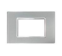 Placche Compatibile Con Vimar Plana, Placche Cristallo con Effetto Vetro, Da 3 Moduli/Posti, Colore Silver