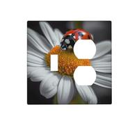 Placche decorative da parete a forma di margherita con coccinella, copertura per interruttore a 2 uscite, piastra elettrica in termoplastica per dispositivo decorativo, viti incluse