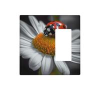 Placche decorative da parete a forma di margherita con coccinella, copertura per interruttore a 2 uscite, piastra elettrica in termoplastica per dispositivo decorativo, viti incluse