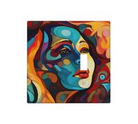 Placche decorative da parete con viso di donna colorata astratta copertura per interruttore della luce 2 bande coperture per prese elettriche piastra elettrica copertura in termoplastica per