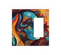 Placche decorative da parete con viso di donna colorata astratta copertura per interruttore della luce 2 bande coperture per prese elettriche piastra elettrica copertura in termoplastica per