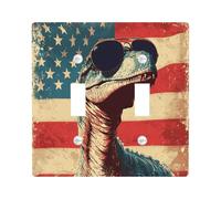 Placche di copertura per interruttore della luce a forma di dinosauro retrò, tema bandiera americana per decorazioni patriottiche, piastre da parete in materiale termoplastico, dimensioni standard