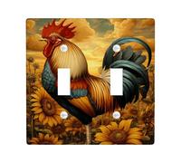 Placche di copertura per interruttore della luce a forma di gallo, toni ricchi con accenti di girasole, ideali per l'arredamento della cucina, design termoplastico doppia levetta