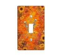 Placche di copertura per interruttore della luce a scheletro di Halloween, design floreale arancione con girasoli, piastre da parete in materiale termoplastico, dimensioni standard singolo a levetta