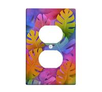 Placche di copertura per interruttore della luce arcobaleno Monstera, foglie tropicali colorate per decorazione da parete, stile tropicale, piastre da parete in materiale termoplastico, dimensioni