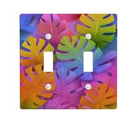 Placche di copertura per interruttore della luce arcobaleno Monstera, foglie tropicali colorate per decorazione da parete, stile tropicale, piastre da parete in materiale termoplastico, dimensioni