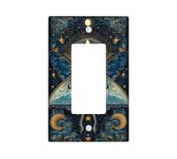 Placche di copertura per interruttore della luce celestiale, blu notte e luna dorata, per accenti da parete, stile mistico, accessori decorativi per la casa, funzionale termoplastica di dimensioni