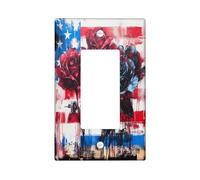 Placche di copertura per interruttore della luce con bandiera americana, motivo floreale patriottico per la decorazione del giorno dell'indipendenza, piatti da parete d'arte moderna, dimensioni