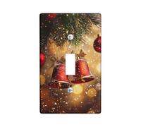 Placche di copertura per interruttore della luce con campane di Natale, design decorativo rosso per le vacanze, decorazione per la casa, decorazione da parete invernale festiva, dimensioni standard