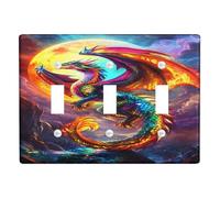 Placche di copertura per interruttore della luce con drago fantasy, colorate creature mitiche per decorazione da parete, dimensioni standard termoplastiche, perfette per stanze dei bambini e aree di
