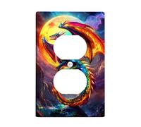 Placche di copertura per interruttore della luce con drago fantasy, colorate creature mitiche per decorazione da parete, dimensioni standard termoplastiche, perfette per stanze dei bambini e aree di
