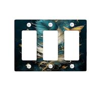 Placche di copertura per interruttore della luce con piume, design farfalla color foglia di tè e oro, per decorazione tutto l'anno, piastre da parete in materiale termoplastico, dimensioni standard 3