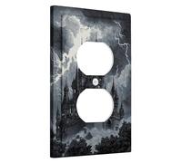 Placche di copertura per interruttore della luce del castello gotico, tema notte tempestosa per accenti da parete di Halloween, piastre da parete in materiale termoplastico, presa singola duplex di