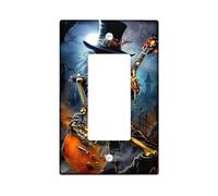 Placche di copertura per interruttore della luce del chitarrista a scheletro di Halloween, coperture per uscite, gotico notte oscura per casa stregata, piastre da parete in materiale termoplastico