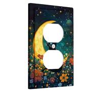 Placche di copertura per interruttore della luce del cielo notturno, design gatto e luna per decorazione domestica, piastre da parete in materiale termoplastico, presa singola duplex di dimensioni