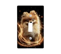 Placche di copertura per interruttore della luce del cucciolo di Pomerania, in pelliccia dorata per gli amanti degli animali, piastre da parete in termoplastica, dimensioni standard, stile carino con