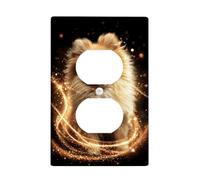 Placche di copertura per interruttore della luce del cucciolo di Pomerania, pelliccia dorata per gli amanti degli animali, piastre da parete in termoplastica, dimensioni standard, stile carino singolo