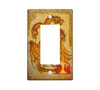 Placche di copertura per interruttore della luce del drago medievale, stile vintage fantasy per decorazioni domestiche, piastre da parete in materiale termoplastico, dimensioni standard