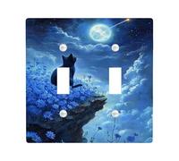 Placche di copertura per interruttore della luce del gatto celeste, design blu notte Cosmos per decorazione domestica, piastre da parete in termoplastica, dimensioni standard doppia levetta
