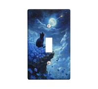 Placche di copertura per interruttore della luce del gatto celestiale, design blu notte Cosmos per decorazione domestica, piastre da parete in materiale termoplastico, dimensioni standard singolo a