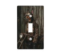 Placche di copertura per interruttore della luce del motociclo Doberman, giacca in pelle marrone rustica per accenti da parete, stile rustico rustico, stile fattoria moderno, dimensioni standard
