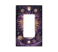 Placche di copertura per interruttore della luce del sole e della luna, design cosmico viola per la decorazione domestica, piastre da parete in materiale termoplastico, dimensioni standard singolo