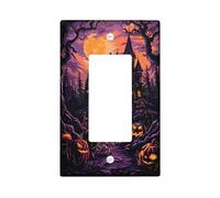 Placche di copertura per interruttore della luce della casa infestata di Halloween per decorazione da parete, spettrale Jack-o-Lanterns e luna piena, decorazioni, piatti da parete in materiale