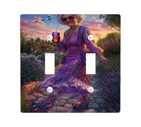 Placche di copertura per interruttore della luce della nonna, design glitterato viola per decorazione da parete, piastre da parete in materiale termoplastico, dimensioni standard, doppia levetta