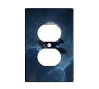 Placche di copertura per interruttore della luce della strega di Halloween, design blu scuro cielo notturno per accenti da parete, piastre da parete in materiale termoplastico, presa singola duplex di