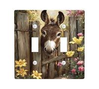 Placche di copertura per interruttore della luce dell'asino della fattoria, decorazione rustica marrone animale per accenti da parete, piastre da parete in materiale termoplastico, dimensioni standard