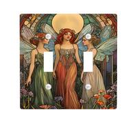 Placche di copertura per interruttore della luce delle tre donne, arte fantasy colorata per decorazioni domestiche, piastre da parete in materiale termoplastico, dimensioni standard, doppia levetta