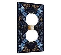 Placche di copertura per interruttore della luce floreale celestiale, fasi lunari blu notte per decorazioni da parete stagionali, piatti artistici da parete, dimensioni standard, uscita duplex singola