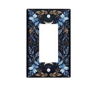 Placche di copertura per interruttore della luce floreale celestiale, fasi lunari blu notte per decorazioni da parete stagionali, piatti da parete artistici, dimensioni standard, bilanciere singolo