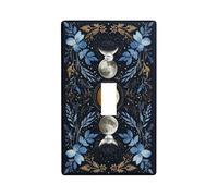 Placche di copertura per interruttore della luce floreale celestiale, fasi lunari blu notte per decorazioni da parete stagionali, piatti da parete artistici, dimensioni standard singolo a levetta