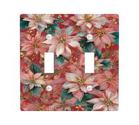 Placche di copertura per interruttore della luce floreale natalizia, design a stella di Natale per decorazione da parete, piatti da parete in materiale termoplastico, dimensioni standard doppia
