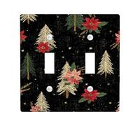 Placche di copertura per interruttore della luce natalizia, design a stella di Natale e pino, piastre da parete in materiale termoplastico, dimensioni standard a doppia levetta
